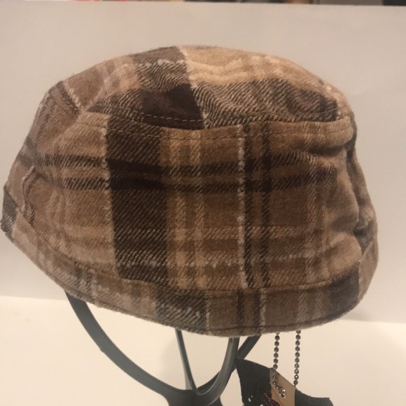 Christy’s London Crown Series Military Cadet Rail Style Cap Plaid Denim Distress - Picture 5 of 10